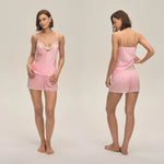 Summer home suspender shorts set casual and comfortable home wear lace women's pajamas