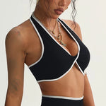 Shockproof Breathable Sports Bra Halter Neck Vest with Chest Pad for Gym Running Yoga Pilates Training Fitness Back Beauty