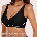 Women's Deep V Wave Seamless Jelly Bra Wire-free Seamless Bra Thin Mold 3/4 Cup Bra Comfortable Plus Size Push-up Underwear