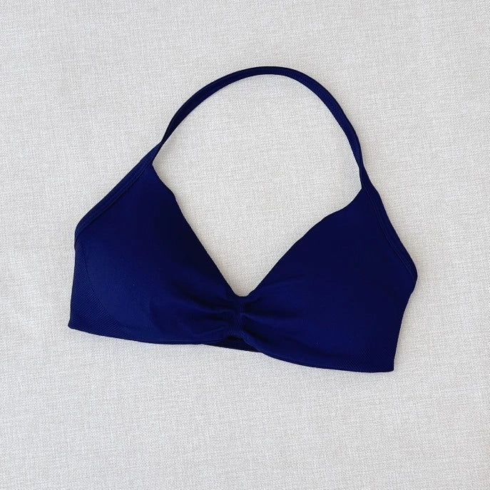 Women Seamless Impact Strappy Bra Removable Pads High Elastic Quick Dry Breathable Halter Neck Sports Top Yoga