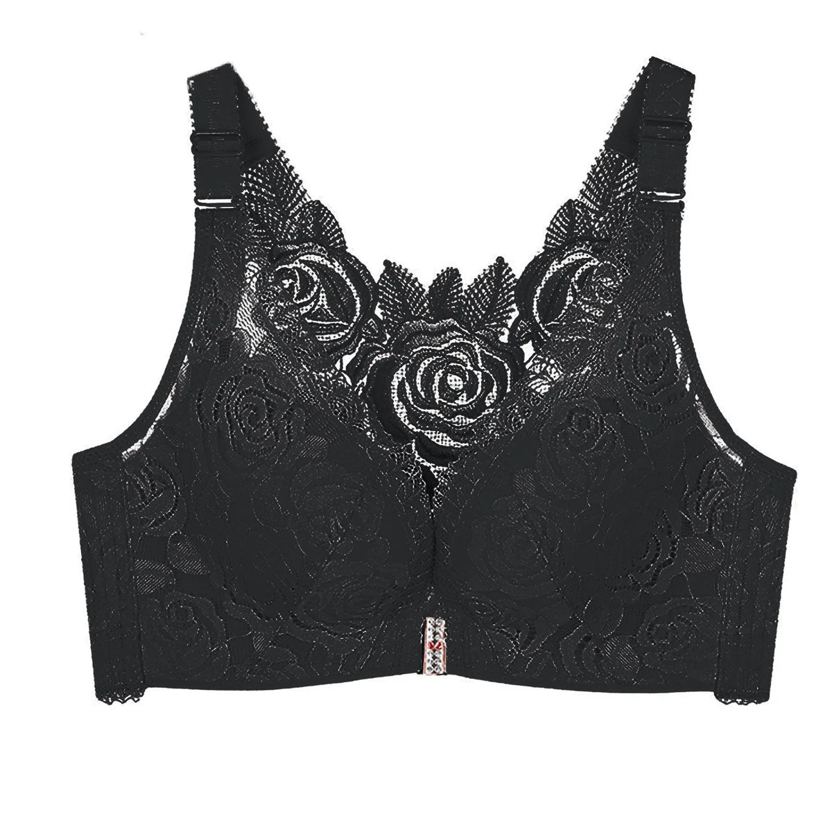 Women's Rose Floral Lace Bra Wireless Bralettes No Underwire Comfort Push Up Lingerie Sexy Ladies Underwear Plus Size 44e