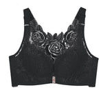 Women's Rose Floral Lace Bra Wireless Bralettes No Underwire Comfort Push Up Lingerie Sexy Ladies Underwear Plus Size 44e