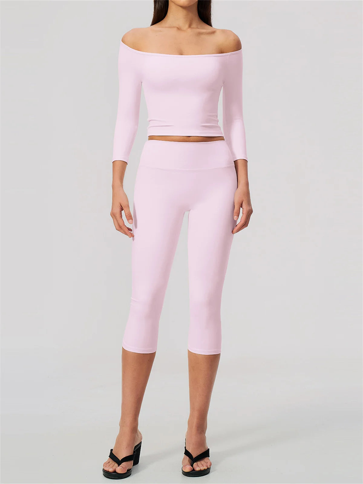 Fashion Mid Sleeve T-shirt Yoga Suits Tight Fitting Slim Sports Tops High Waist Peach Hip Mid Pants Gym Running Fitness Outfits