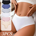3Pcs/Set Women Cotton Panties High Waist Soft Stretch Briefs Female Underpants Solid Color Comfort Underwear Sexy Lingerie S-L