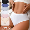 3Pcs/Set Women Cotton Panties High Waist Soft Stretch Briefs Female Underpants Solid Color Comfort Underwear Sexy Lingerie S-L