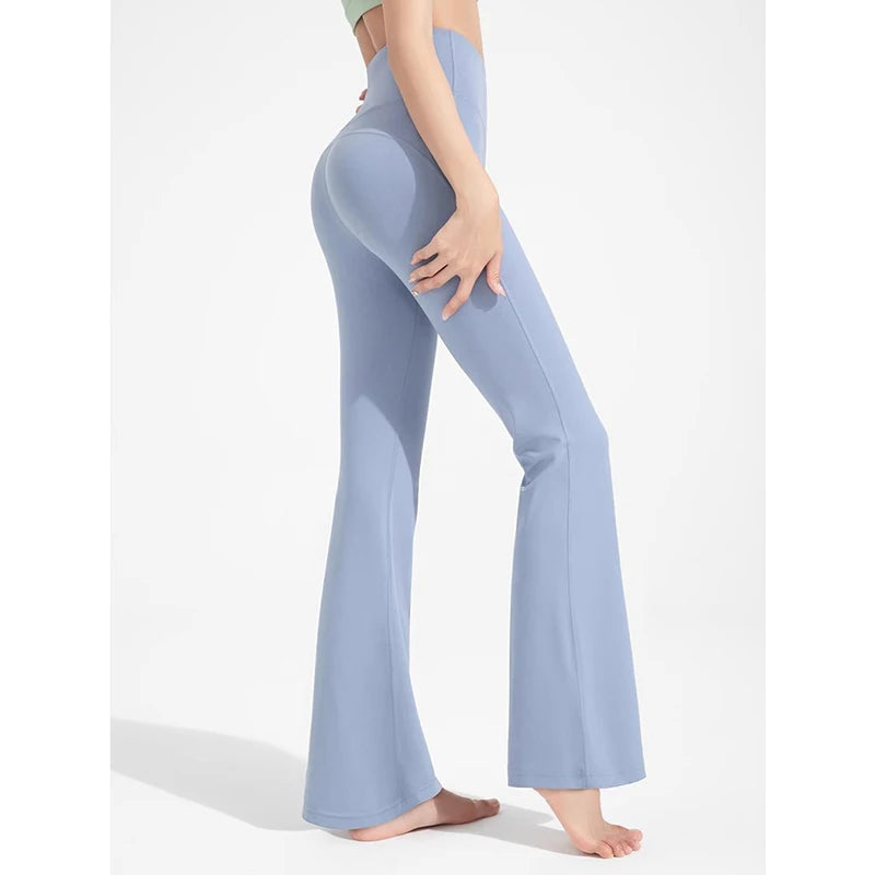 High-Waisted Flared Yoga Fitness Pants Women's Nude Sports Hip Lifting Fitness Trousers