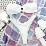 Wrinkled Fishnet Strapless Bandeau Bikini Women Swimsuit Female Swimwear Two-pieces Bikini set High Cut Bather Bathing Suit Swim