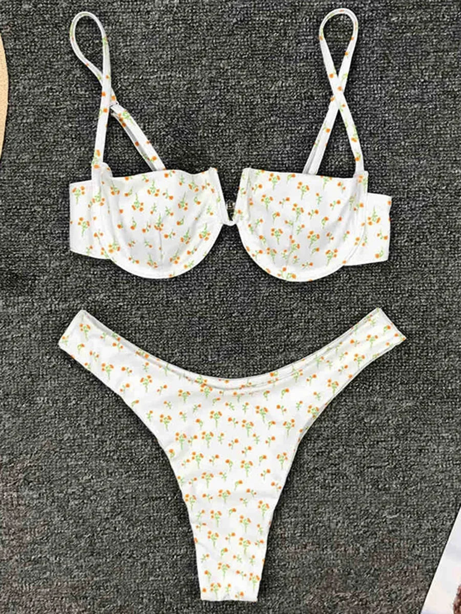 Underwired V-Bar Bikinis 2026 Polka Dot Bikini Women Swimsuit Female Swimwear Two Pieces Bikini Set Push Up Bathing Suit Swim