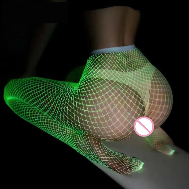 Gothic Harajuku Punk Long Stockings Women Mesh High Tights Lolita Luminous Socks Sexy Pantyhose