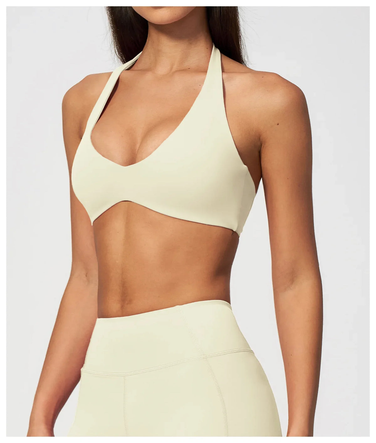 Halter V Neck Yoga Bra Sexy Backless Shockproof Gym Sports Tank Top Quick Dry Workout Fitness Outdoor Gym Running Bra