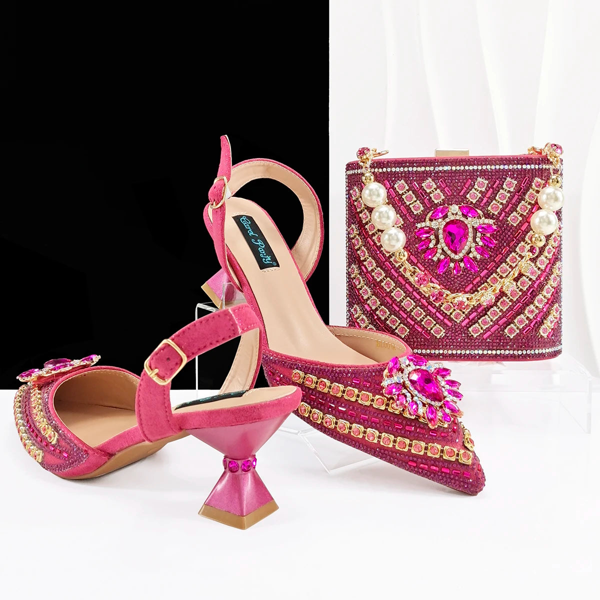 Doershow new come Matching Women Shoe and Bag Set Decorated gold Nigerian Shoes and Bag Set Italy Shoes and Bag set !HFG1-1