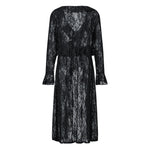 Women Casual Lightweight Floral Lace Ruffles Cover-ups Long Duster Summer Solid Color Tie Front Cardigan
