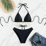 Sexy White Shell String Halter Triangle Bikini Set Women Swimwear Micro Thong Swimsuit Bathing Suit Mini Bikinis 2026 Mujer Swim