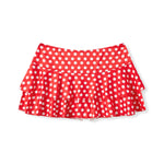 Fashion Summer Mini Skirt Women Dots Print Side Ties Low Waist A Line Skirts for Parties and Casual Wear