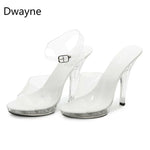 12 CM HeightCrystal Slippers Female Summer Waterproof Platform Non-slip Thick Sole Transparent PVC Sandals Womens Pumps 2019
