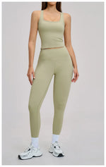 New Yoga Set 2PCS Gym Clothes Workout Outfits Women Long-sleeved T-shirt Sportswear Tracksuits Fitness Sports Vest Gym Leggings