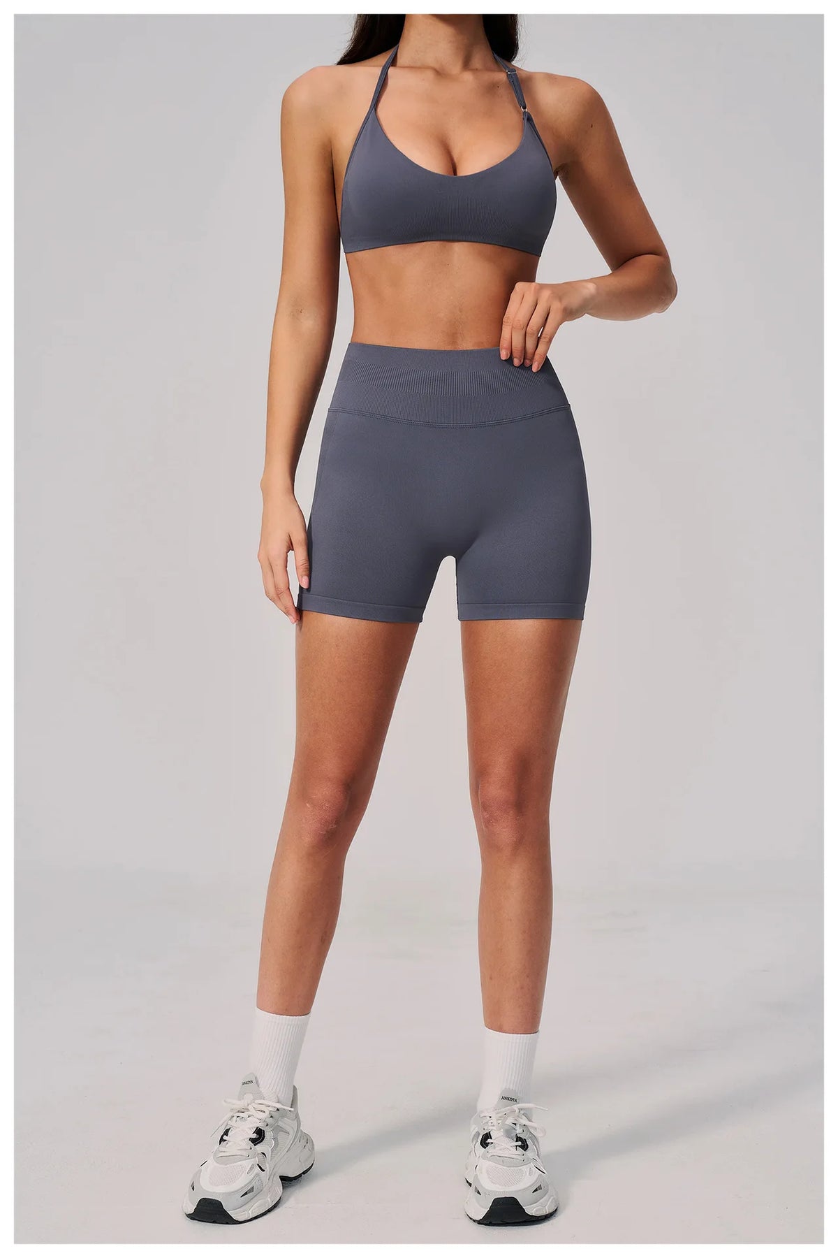 2 Pieces Seamless Yoga Sets Women Solid Color Sports Bra Tight Fitting Peach Buttocks Shorts Fitness Suit Gym Running Tracksuit