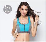 Sports Bra Women Front Zipper Double Inner Cup Push Up Patchwork Tops Female Yoga Fitness Shockproof Vest Sport Bras for Women