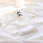 Girls SweetCute Underwear Cotton Lovely Soloid Middle Waist Briefs Young Girl Panties TeenagersWhite Intimates M L XLWhite