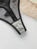 Women's Sexy Embroidered Lips Love Pattern Lace Sexy Underwear Set with Steel Rim Gathering Push Up Breathable Bra Set YS3059