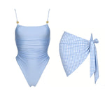 2026 2Pcs Sexy Women One Piece Swimsuit Female Push Up Swimwear BiquiniHigh Cut Monokini Solid Swim Suit Bathingsuit Beachwear