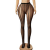 Knitted Seamless Fishnet Pantyhose Jacquard Lace Sexy Vertical Stripe Fishnet Stockings Transparent Pure Desire Elegant W0NL