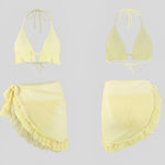 3 Pieces Solid Bikini 2026 Women & Beach Skirt Swimwear Female Halter Swimsuit Beachwear Bathers Bathing Swimming Swim Suit