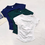 Women's Quick-Drying Short-Sleeved Yoga Sports T-Shirt Summer Outdoor Fitness Running Gym Training Wear Comfortable Breathable G