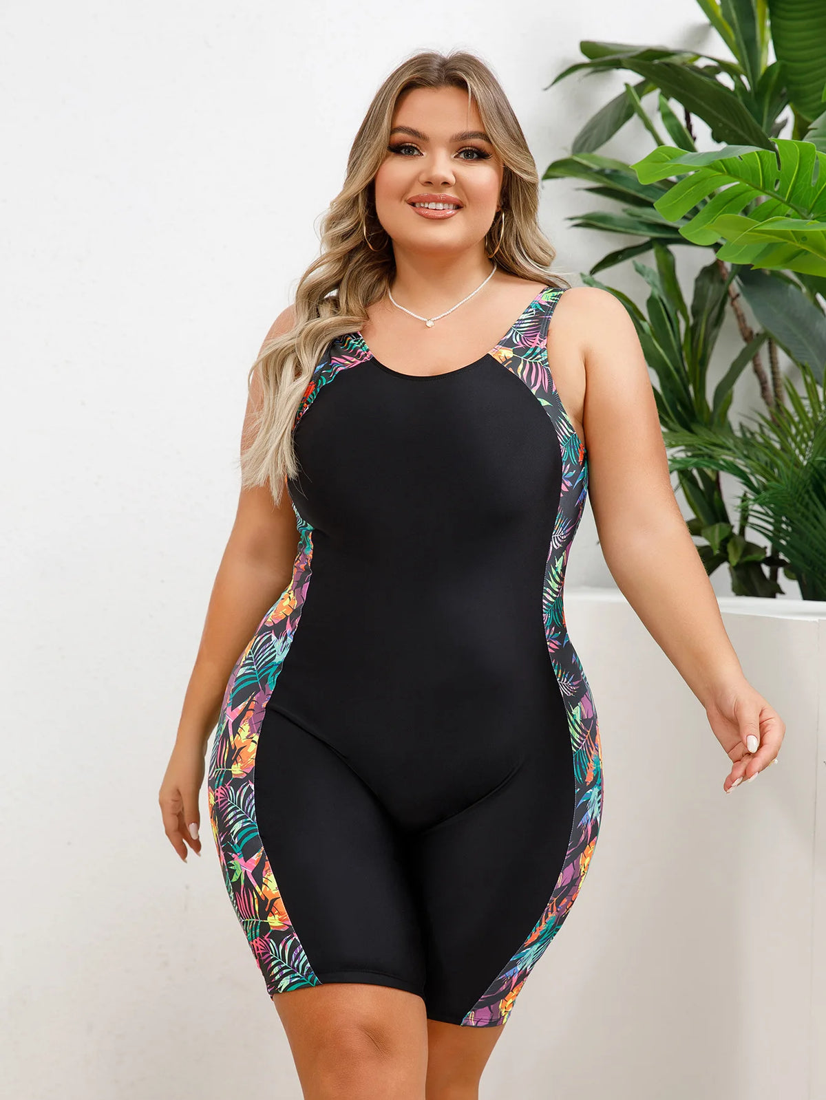 VigoJany 2026 Solid Patchwork Plus Size Swimwear Women Strapped Push Up Large One Piece Swimsuit Summer Chubby Bathing Suit