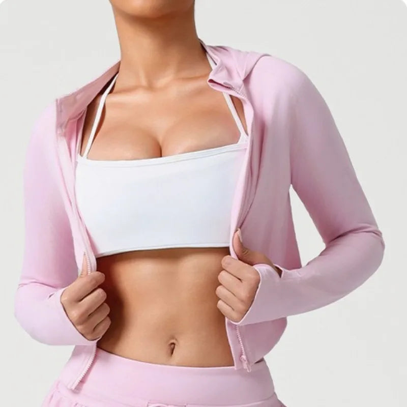 Women's Seamless Yoga Top Zipper Long-sleeved Sports Jacket Outdoor Fitness Gym Casual Top