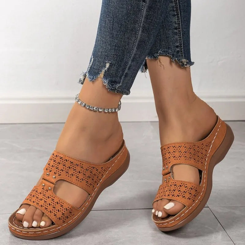 Ladies Shoes Open Toe Women's Slippers Fashion Outdoor Casual Summer New Plus Size Light Comfortable Flat Slippers 2026 New
