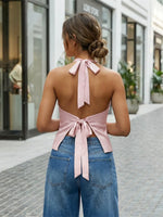 Women Halter Cowl Neck Tank Tops Slim Solid Color Satin Sleeveless Backless Vest for Going Out Party Club