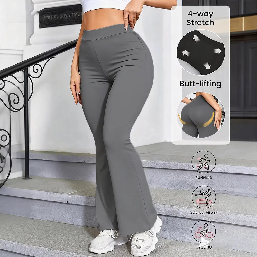 Women's High-Waisted Flared Yoga Leggings, Basic Style High Stretch Bootcut Workout Pants,Women's Trousers,Plus Size Leggings