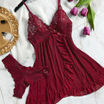 Plus Size Underwear For Women Sexy Thong Nightdress Sets Transparent Underpants A Set Of Female Lingerie Lace Panties Nightgowns