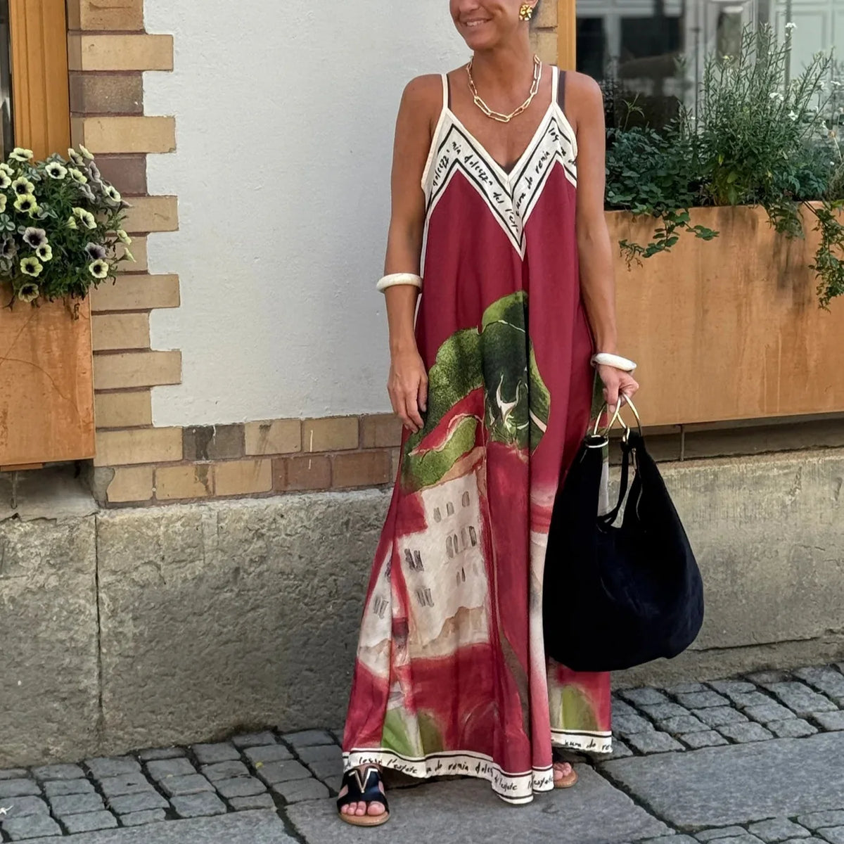 Casual Vacation Style Print Spaghetti Strap long Dresses Women Sexy V-neck Backless Loose Sleeveless Dress Female Summer New