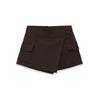 Women's Workwear Skirt-pants Dark Brown Wrap Design Cargo Skort With Pockets For Women High Waist Summer Shorts Elegant 56S3