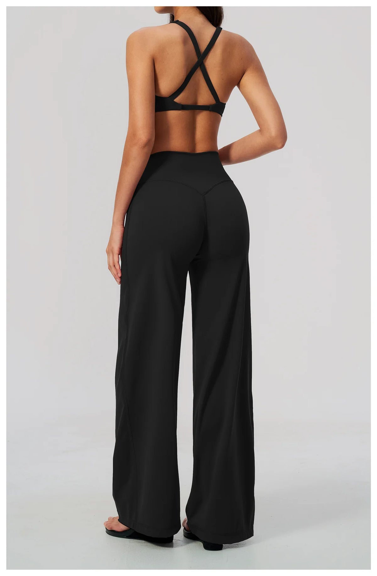 Summer 2 Piece Yoga Sets Women Tight Back Cross Sports Bra High Waist Peach Hip Wide Leg Pants Gym Running Fitness Workout Suits