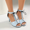 T-Shaped Strap High Slim Heel Peep Toe Hollowed Sexy Sandals Smooth Patent Leather Material Ankle Buckle Women's Sandals