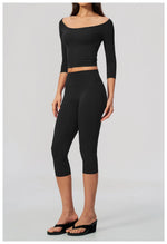 Fashion Mid Sleeve T-shirt Yoga Suits Tight Fitting Slim Sports Tops High Waist Peach Hip Mid Pants Gym Running Fitness Outfits