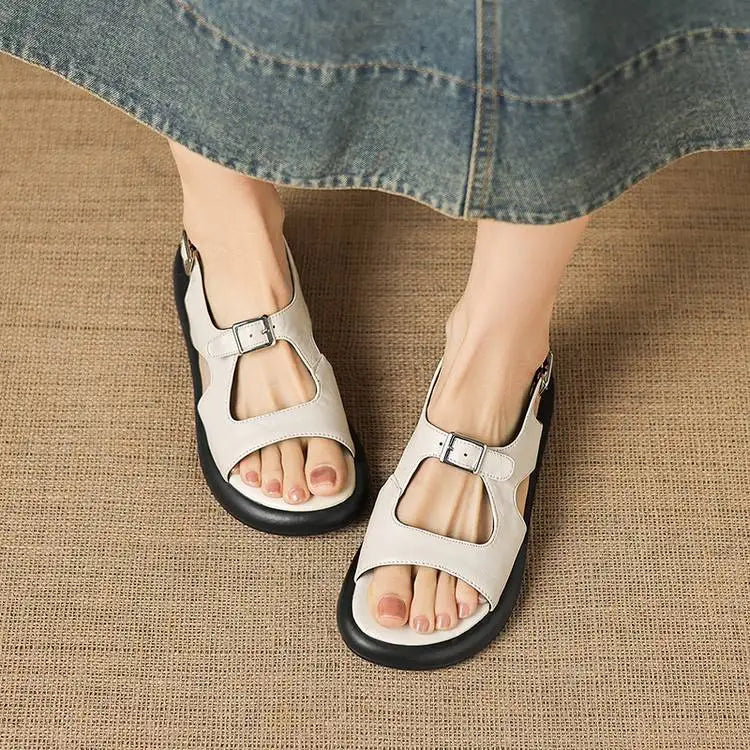 Spring and Summer New Model Fashion Low Heel Women's Shoes Fish Mouth Open-toe Buckle Casual Student Women's Sandals High 2.5cm