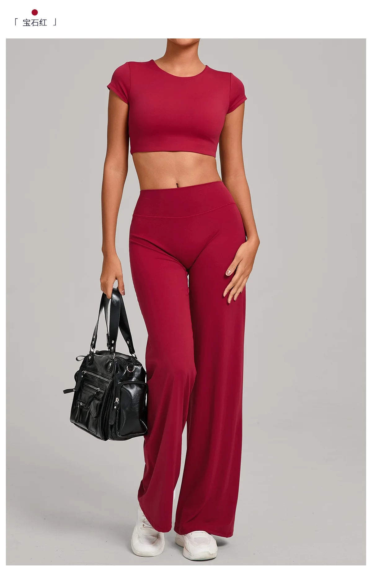 Women's Tracksuit Yoga Sets Back Hollow Out Short Sleeve Sports Shirts High Waist Straight Leg Pants Gym Running Fitness Suits
