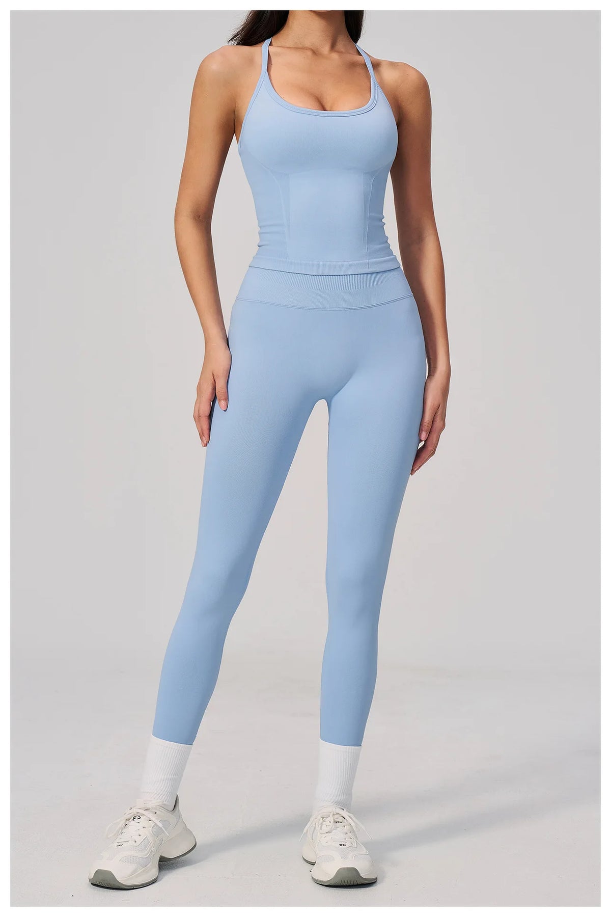 Summer Seamless Yoga Sets Women Outdoor Slimming Sports Tank Top High Waist Hip Lifting Leggings Gym Fitness Suits Tracksuit