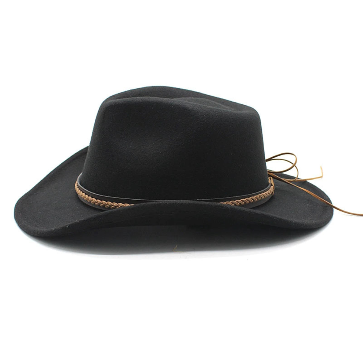 Women Men Retro Felt Jazz Hats Classic Cowboy Hats Wide Brim Cowgirl Sun Hats with Decorative Band