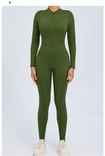 Women Sportwear Yoga Jumpsuit Zip Long Sleeve Back Open Outfit Fitness Tracksuit Tight One-piece Gym Overalls Sports Bodysuit