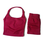 Yoga Sets Women Gym Clothes Longline Strappy Top High Waist Shorts Activewear 2 Piece Set Fitness Suit Running Workout Suits