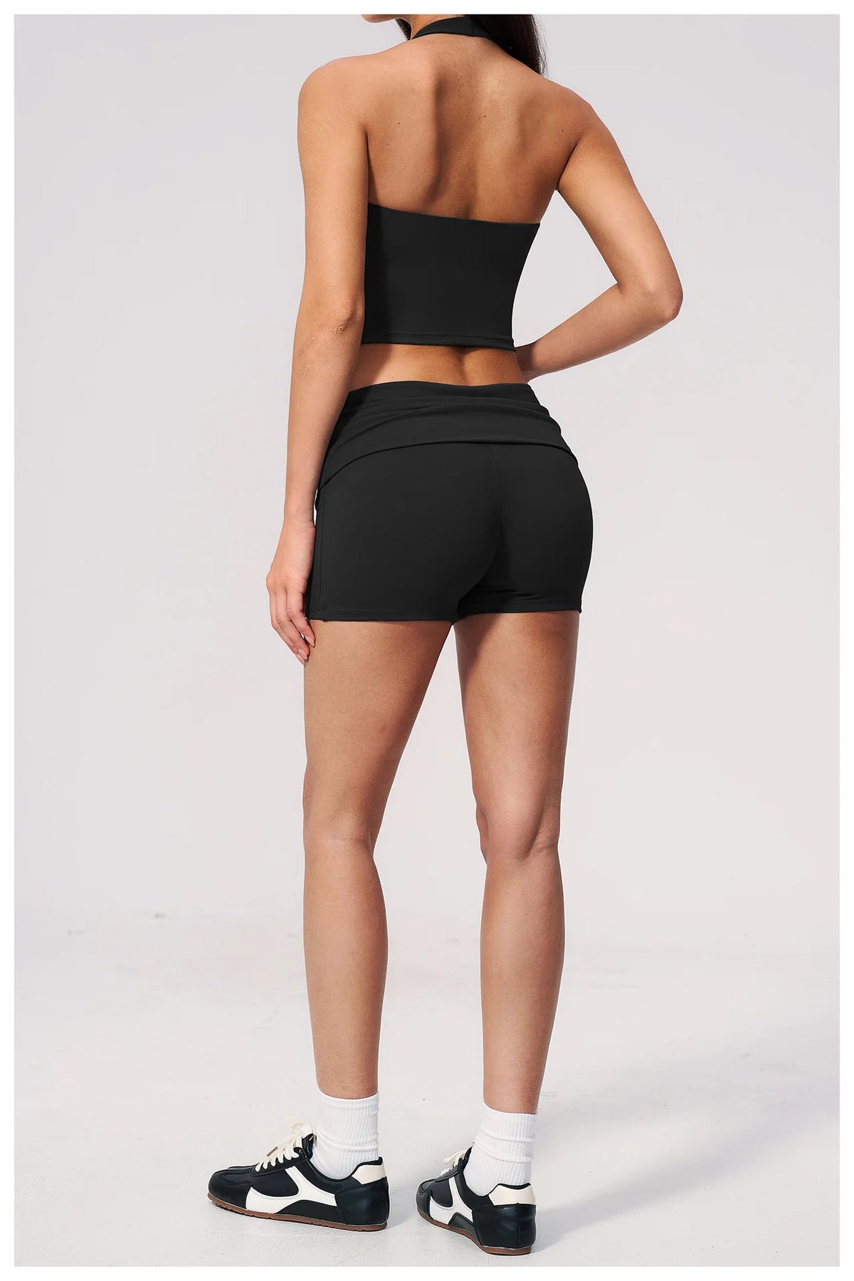 2PCS Yoga Set Women V-neck Cross Neck Shock-absorbing Sports Vest Workout Pleate Flip High Waist Shorts Gym Runing Fitness Suits