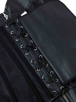 Zipper bone dress sexy chest support abdomen corset European and American court body shaping PU smooth tight bodice