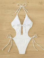 Monokini 2026 Drawstring Swimsuit One Piece Sexy Solid Hollow Swimwear Women Bathing Swimming Swim Suit Padded Beachwear Summer