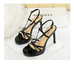 BIGTREE Classic Black Ankle Strap Stiletto Heels Round Toe Open Toe High Heels Women's Versatile Dress Shoesfor All Occasions