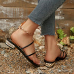 Minimalist Black Diamond Ethnic Style 2026 New LargeSandals Slippers Low Heel Mom Shoes Summer Outdoor Travel Shoes